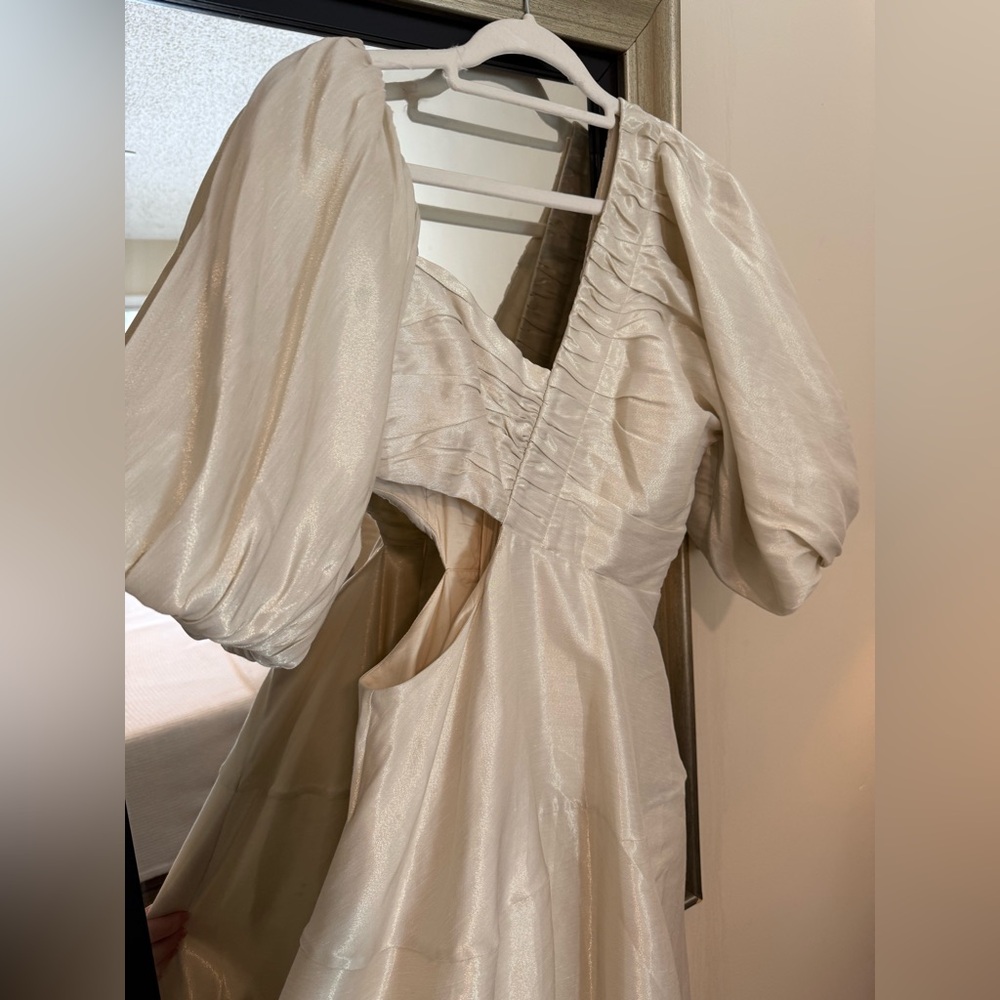 Aje Cream Long Sleeve Dress with Puff Sleeves - Picture 3 of 4